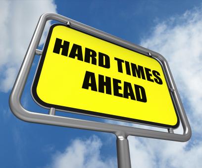 Free Stock Photo of Hard Times Ahead Sign Means Tough Hardship and Difficulties Warning