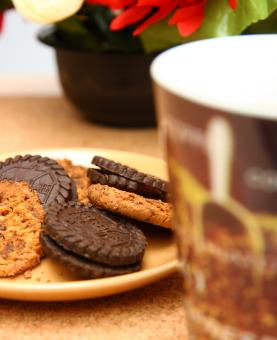 Free Stock Photo of Cookies And Coffee As A Morning Break