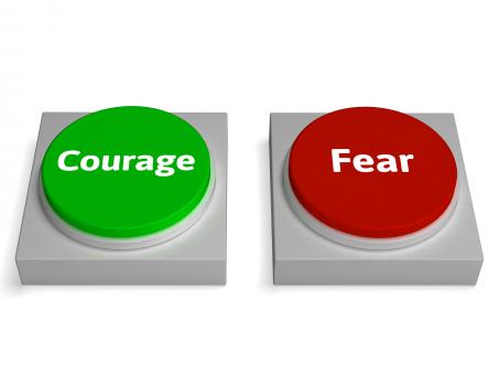 Free Stock Photo of Courage Fear Buttons Shows Bravery Or Scared