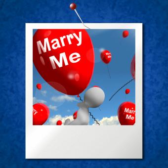 Free Stock Photo of Marry Me Balloons Photo Represents Engagement Proposal for Lovers