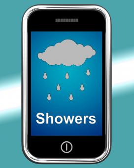 Free Stock Photo of Showers On Phone Means Rain Rainy Weather
