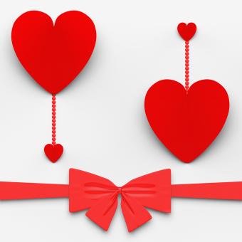 Free Stock Photo of Two Hearts With Bow Mean Loving Celebration Or Decoration