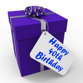 Free Stock Photo of Happy 40th Birthday Gift Shows Age Forty