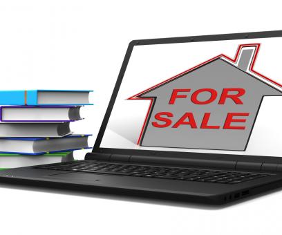 Free Stock Photo of For Sale House Laptop Means Selling Real Estate