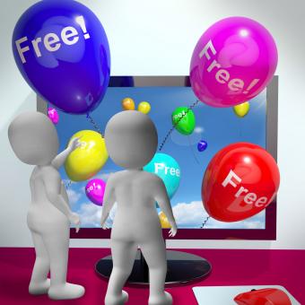 Free Stock Photo of Balloons With Free Showing Freebies and Promotions Online