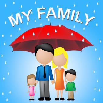 Free Stock Photo of My Family Shows Parasol Umbrella And Sibling
