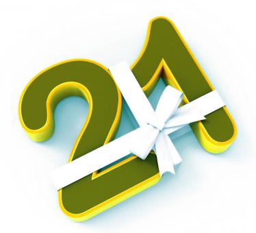 Free Stock Photo of Number Twenty One With Ribbon Displays Creative Design Or Birthday Ado