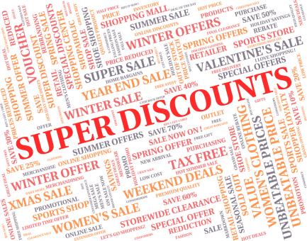 Free Stock Photo of Super Discounts Represents Good Reduction And Save