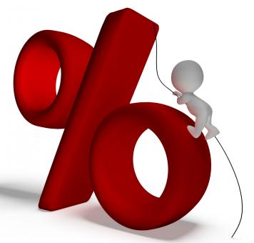 Free Stock Photo of Percent Sign With 3d Man Climbing Showing Percentage