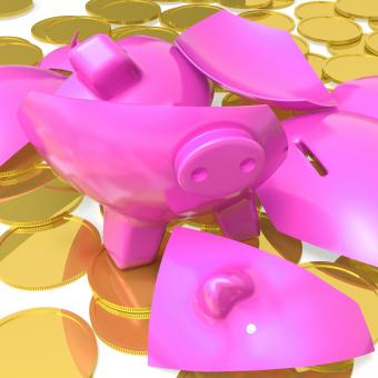 Free Stock Photo of Broken Piggybank Showing Due Payments