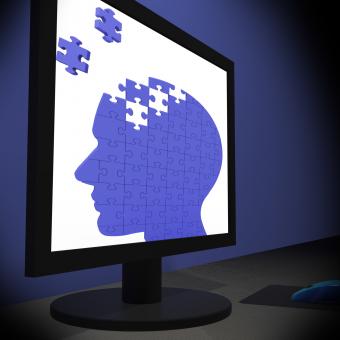Free Stock Photo of Head Puzzle On Monitor Showing Human Brightness