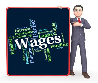 Free Stock Photo of Wages Word Indicates Income Earn And Wordcloud