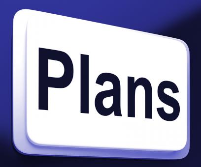 Free Stock Photo of Plans Button Shows Objectives Planning And Organizing