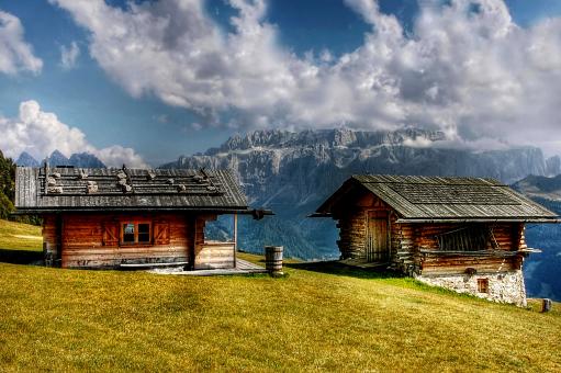 Free Stock Photo of Two Wooden Cabins