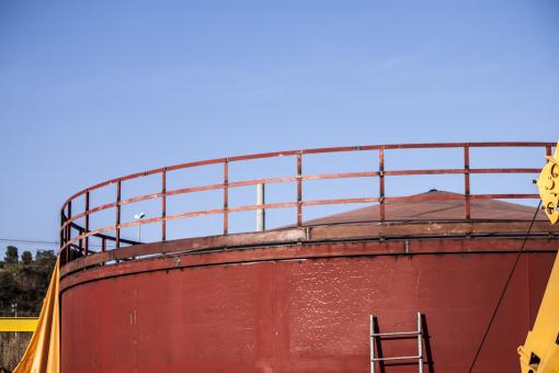Free Stock Photo of Hand Rails on Red Tank