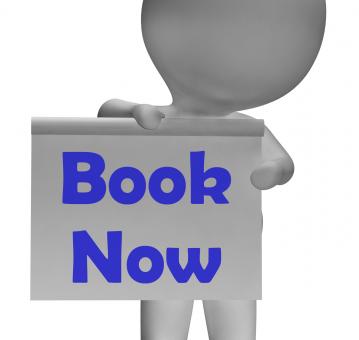 Free Stock Photo of Book Now Sign Shows Make Appointment Or Reservation