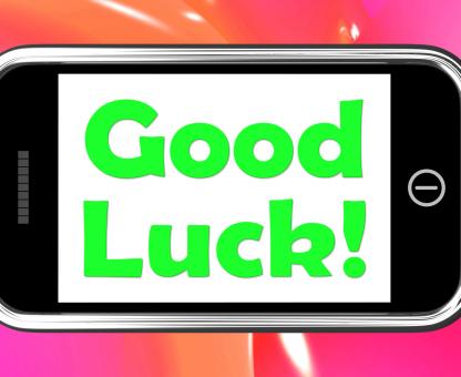 Free Stock Photo of Good Luck On Phone Shows Fortune And Lucky
