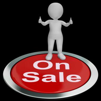 Free Stock Photo of On Sale Button Means Reduced Price And Cheap Products