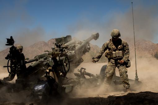 Free Stock Photo of M777 Howitzer Gun in Action