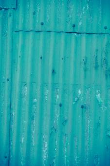 Free Stock Photo of Corrugated Cyan Metal Sheet Texture