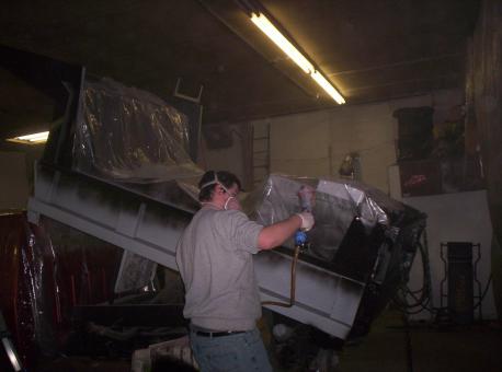 Free Stock Photo of Painting a dump truck