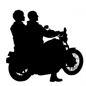 Free Stock Photo of Couple Riding Motorcycle Silhouette