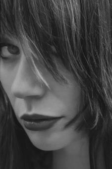 Free Stock Photo of Shy Woman B&W Portrait