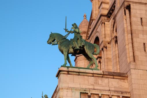 Free Stock Photo of Horseman defending the church