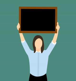 Free Stock Photo of Woman Holding Board - Illustration