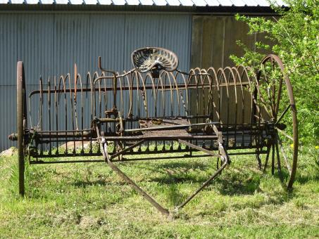 Free Stock Photo of Our great grandfather horse drawn rake!!