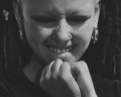 Free Stock Photo of Expressive Black and White Female Portrait