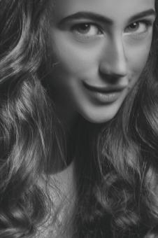 Free Stock Photo of Beautiful Woman B&W Studio Portrait