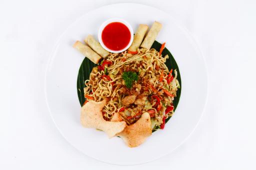 Free Stock Photo of Chicken Noodle Dish from Above