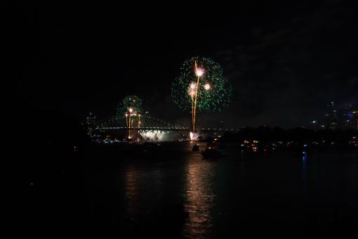 Free Stock Photo of Fireworks Over the Sydney Harbour Bridge