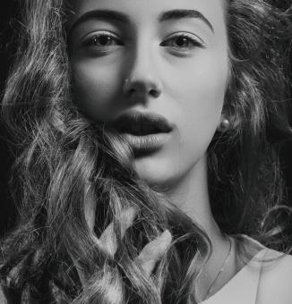 Free Stock Photo of Portrait of Young Woman in B&W