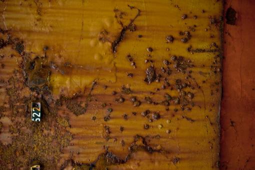 Free Stock Photo of Corroded Yellow Metal Texture