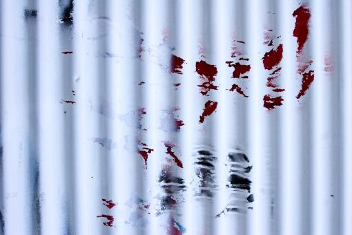 Free Stock Photo of Red Paint on Corrugated Metal