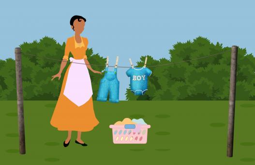 Free Stock Photo of Woman Doing Laundry - Illustration
