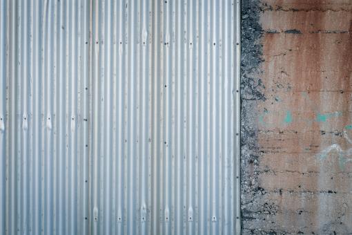 Free Stock Photo of Corrugated Metal And Concrete Texture