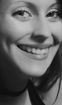 Free Stock Photo of Girl Smiling - Black and White Portrait
