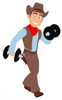 Free Stock Photo of Fun Cowboy Lifting Weights