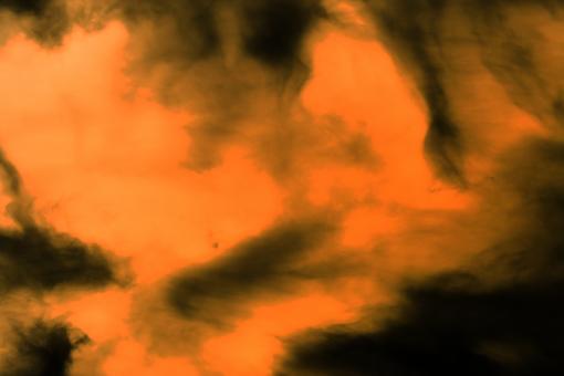 Free Stock Photo of Orange sky black clouds