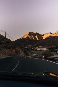 Free Stock Photo of Driving into sunset
