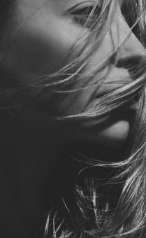 Free Stock Photo of Black and White Profile of a Woman