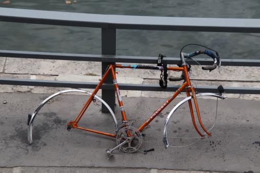Free Stock Photo of Bicycle torn apart by a thief