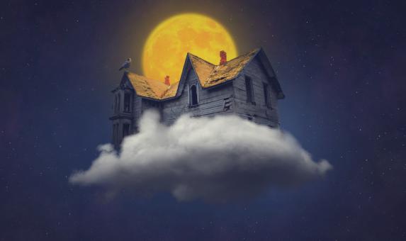 Free Stock Photo of Scary House on Cloud