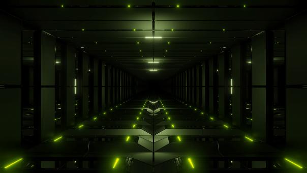 Free Stock Photo of Green tunnel corridor 3d rendering