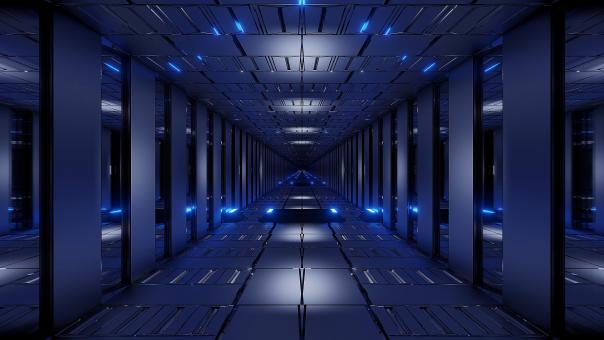 Free Stock Photo of Blue tunnel corridor 3d rendering illustration