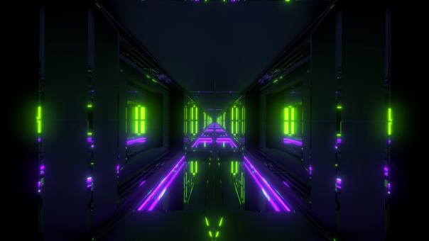 Free Stock Photo of Futuristic sci-fi temple tunnel with nice reflection background