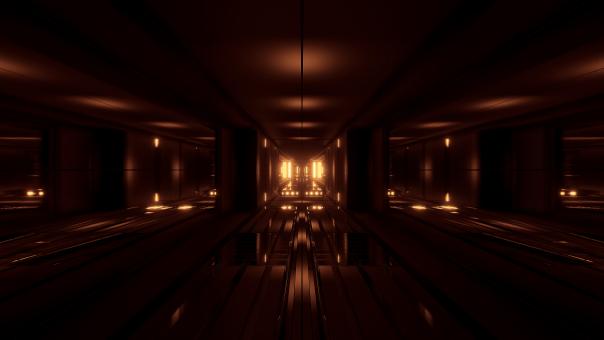 Free Stock Photo of Clean style block tunnel corridor background with golden glow
